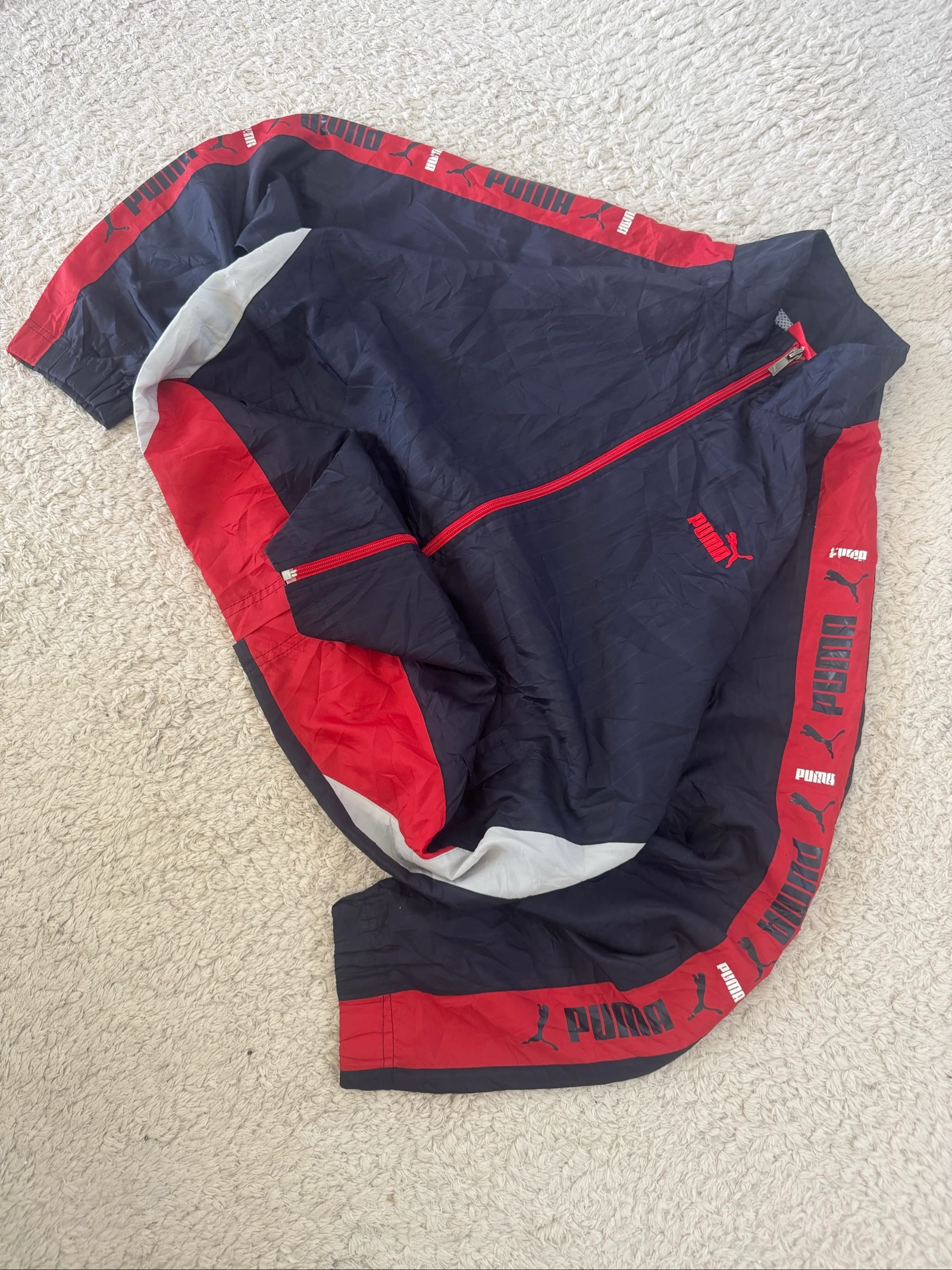 Puma Track Jacket Windbreaker Tape Logo Marine Rood Y2K Retro Oversized – photo 3